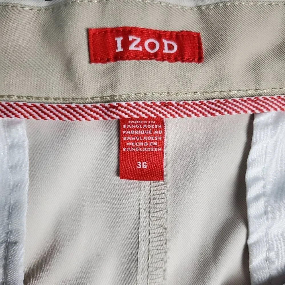 🔴IZOD Men's 36 khaki Polyester Shorts